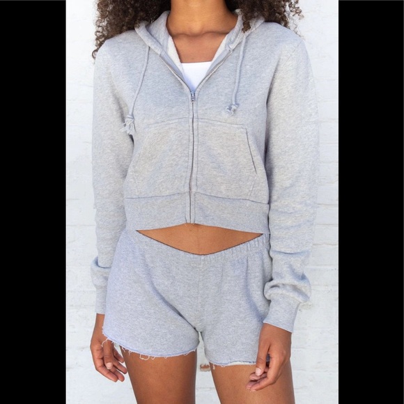 Brandy Melville Tops - Brandy melville gray crystal hoodie